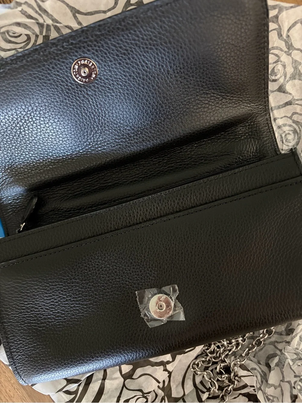 NWT Brighton Brave Heart Large Wallet With Nickel Silver Hearts and Chain Strap